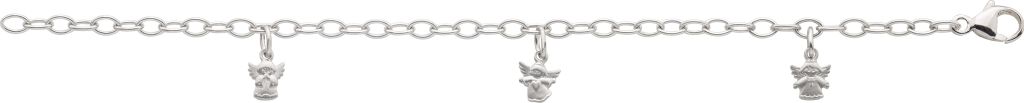 Charm rhodiniert mit eingehängten Schutzengeln, 3,5 mm