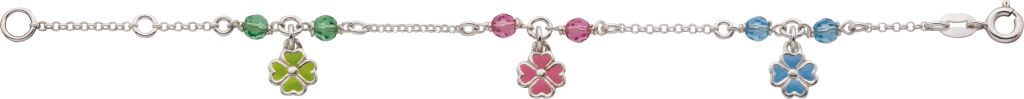Charm weiß mit eingehängten Kleeblättern und Plastikböxchen, 1,7 mm
