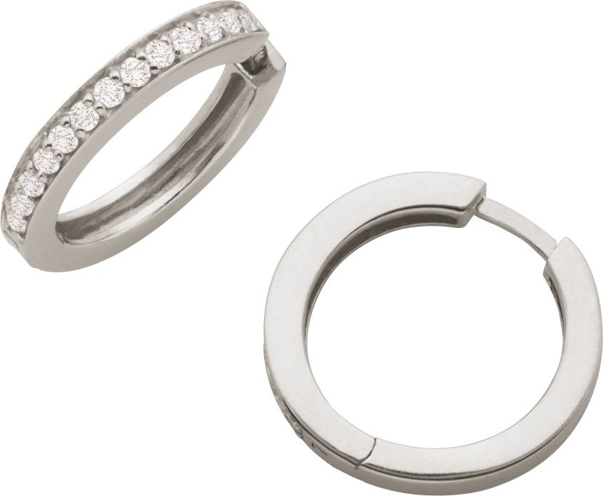 Creolen Silber 925 rhodiniert mit Zirkonia