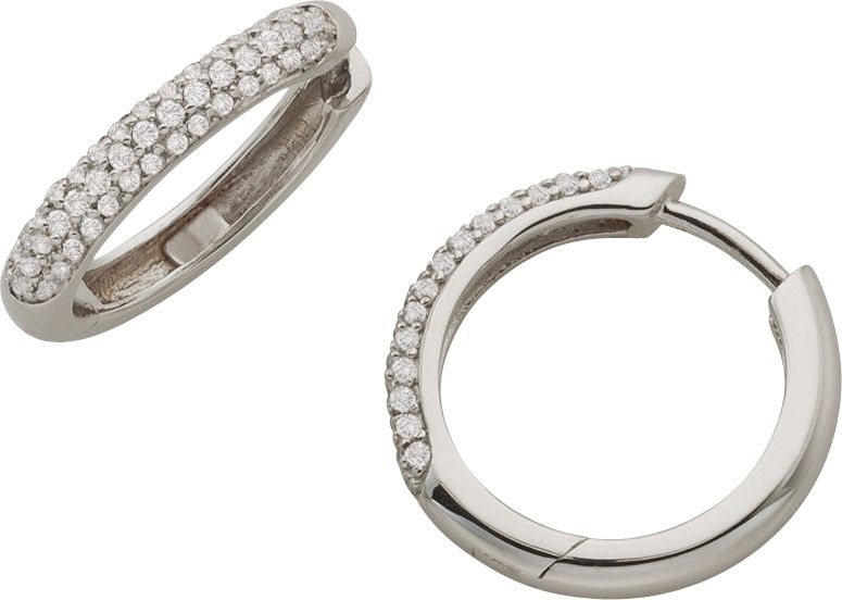 Creolen Silber 925 rhodiniert mit Zirkonia im Pavé