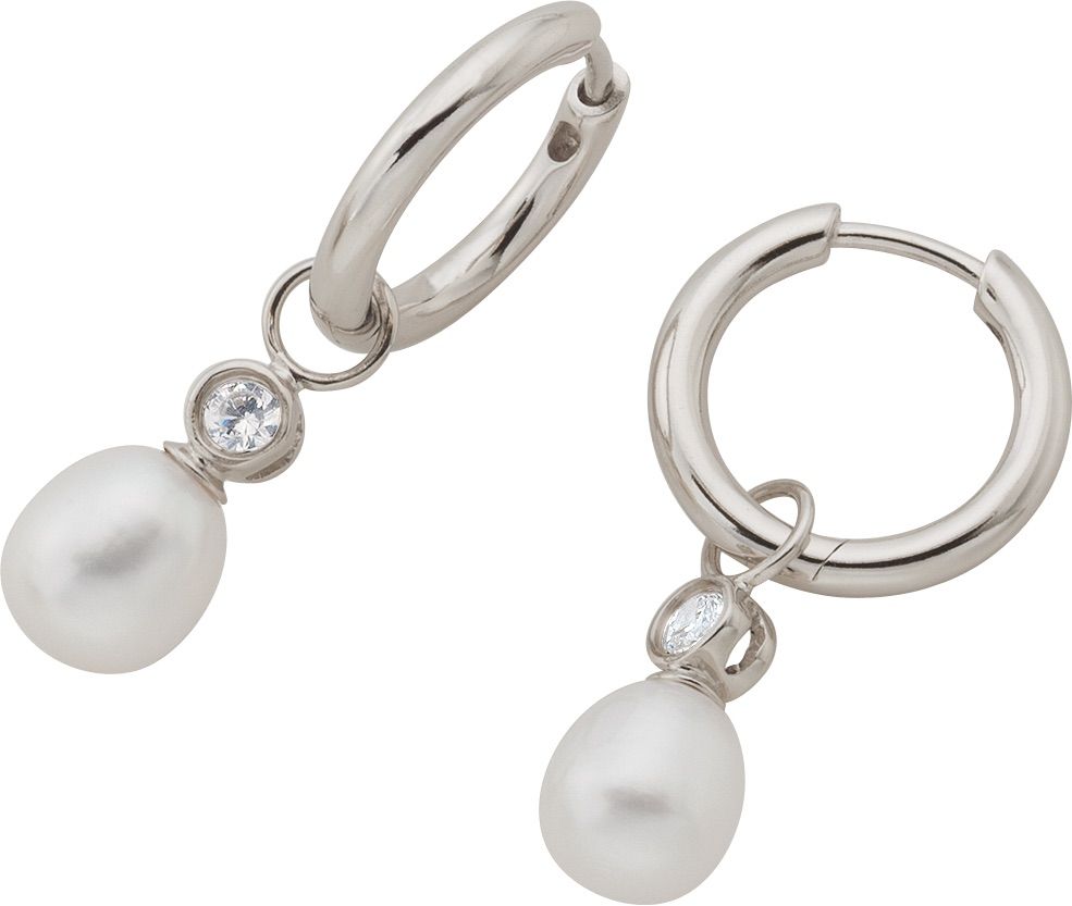 Creolen Silber 925 rhodiniert SWP/Zirkonia
