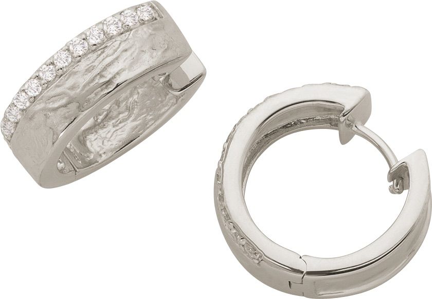 Creolen Silber 925 rhodiniert mit Zirkonia