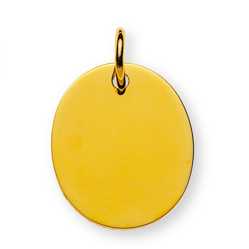 Anhänger Gravurplatte Gelbgold 750 1 Seite poliert, 1 Seite satiniert