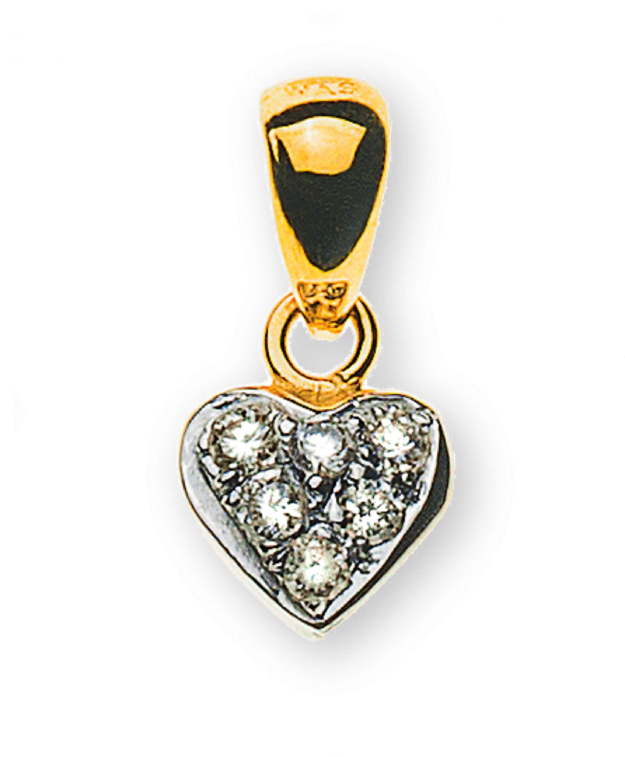 Anhänger Herz Gelbgold 750 rhodiniert mit 6 Brillanten H SI 0,06ct.