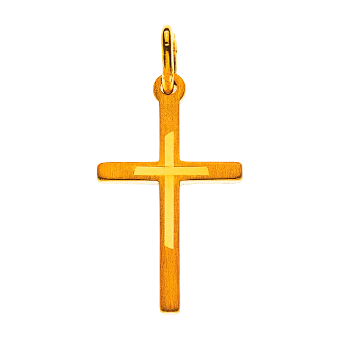 Kreuz Anhaenger Gelbgold 750 mit Muster 17x10 mm strukturiert Herren Damen