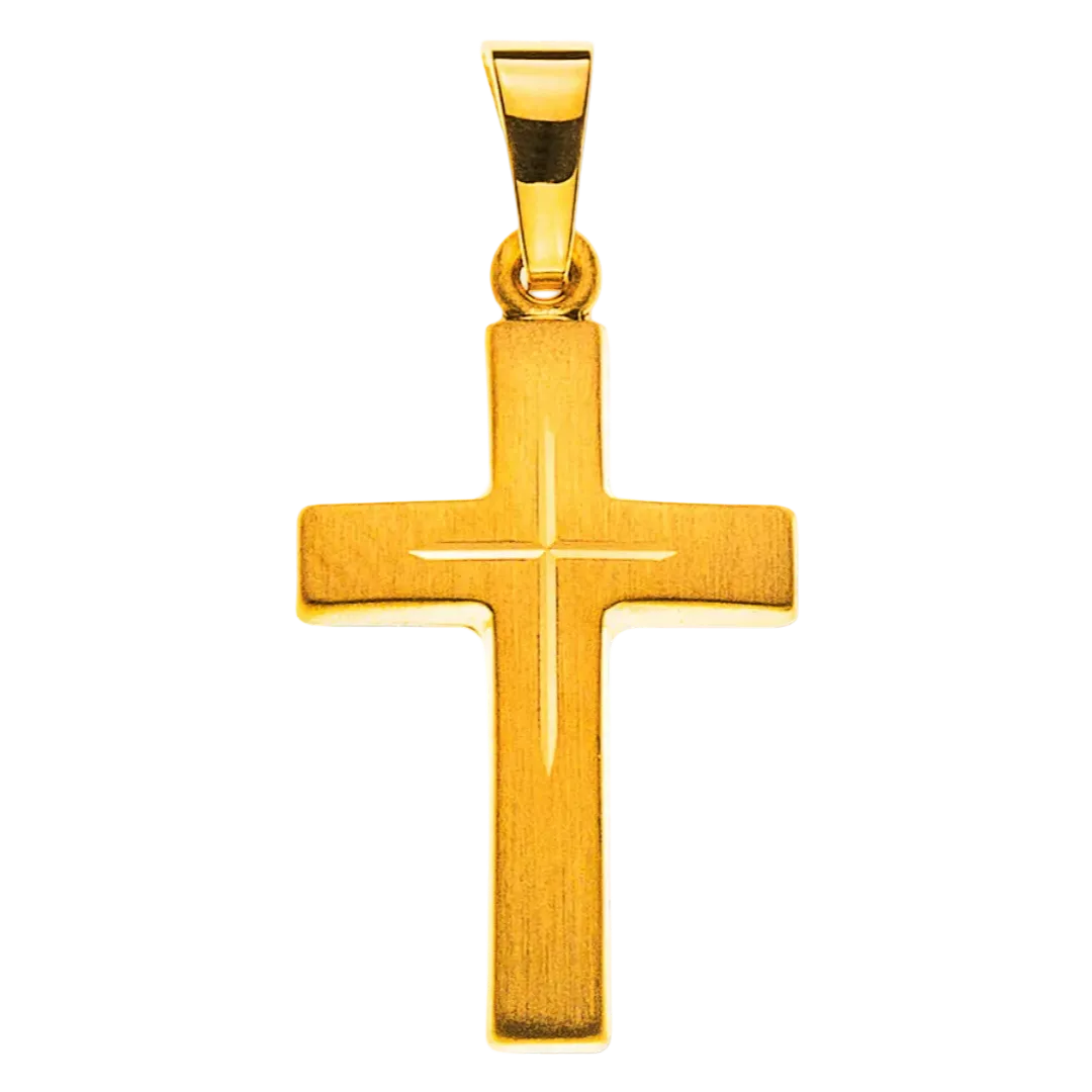 Kreuz Anhaenger Gelbgold 750 Kreuzschliff 18x12 mm strukturiert Herren Damen