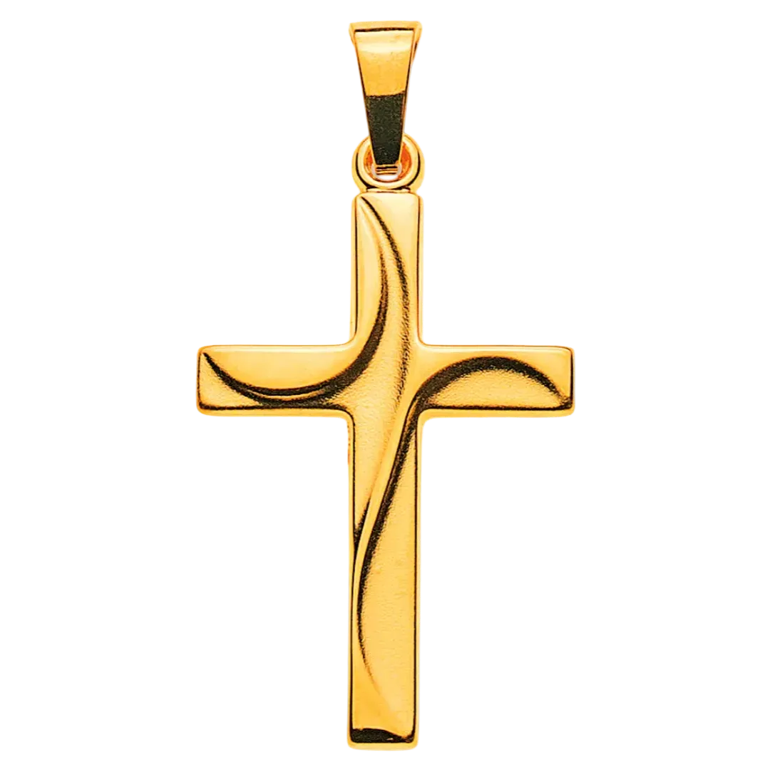 Kreuz Anhaenger Gelbgold 750 poliert gesandelt 21x14 mm zweifarbig Herren Damen