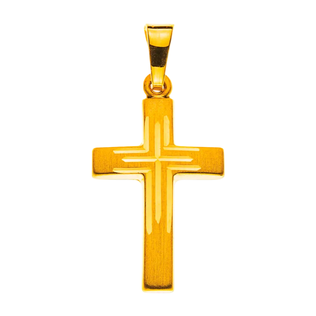 Kreuz Anhaenger Gelbgold 750 Fantasie 18x12 mm ausgefallen Herren Damen