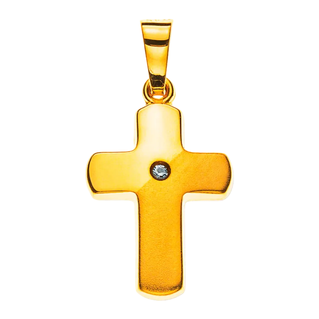 Kreuz Gelbgold 750 poliert und gesandelt H: 15 mm B: 12 mm