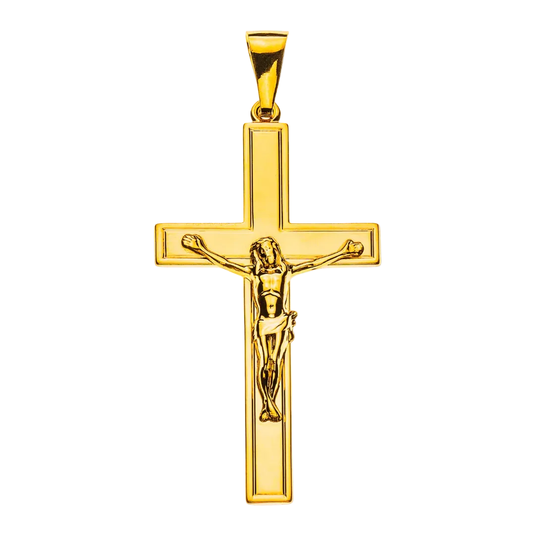 Balken-Kreuz Gelbgold 750 H: 41mm B: 24mm mit Christus