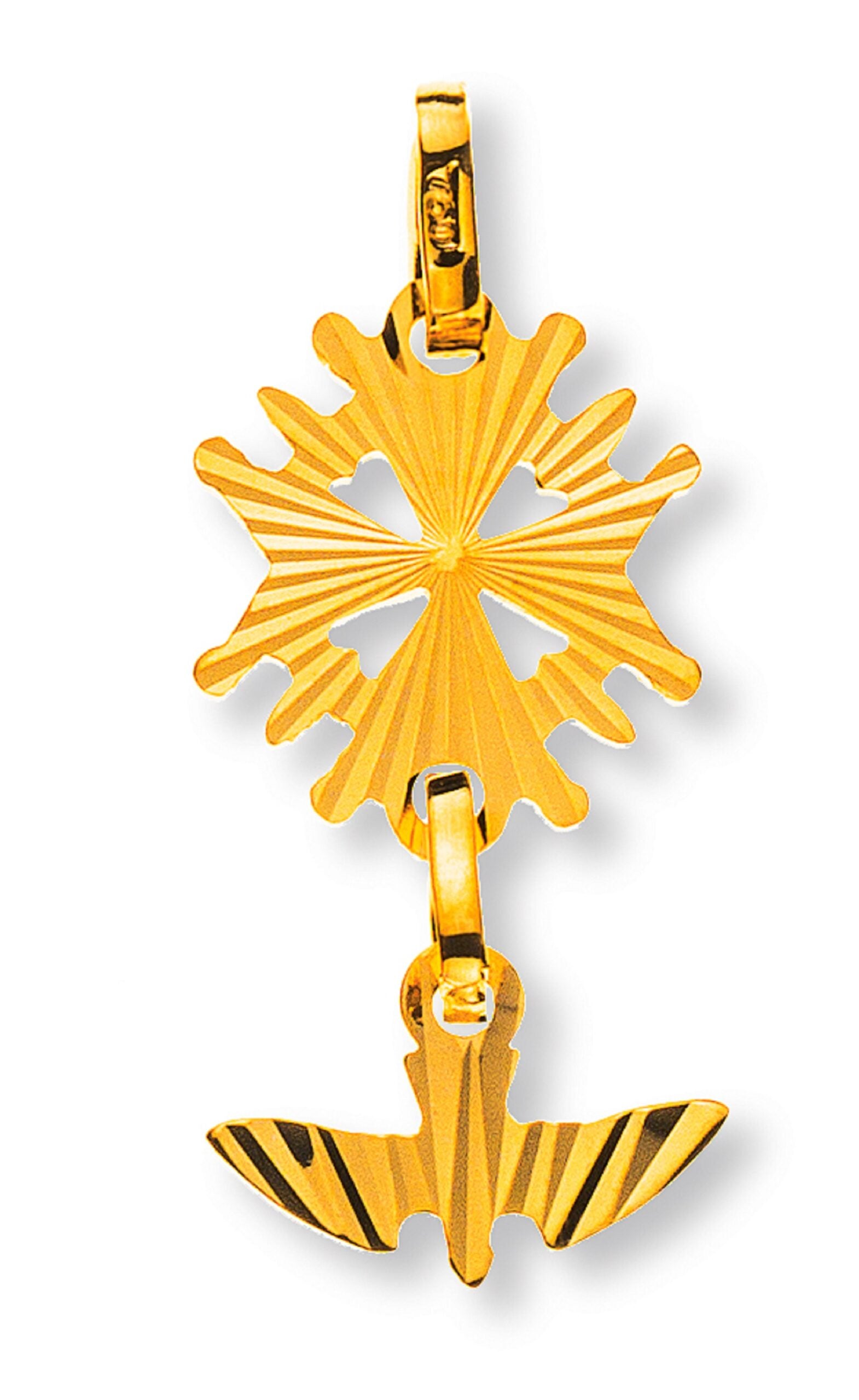 Hugenotten-Kreuz Gelbgold 750 diamantiert H: 20mm B: 10mm