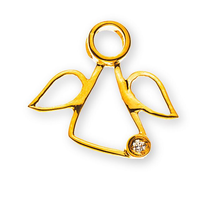 Engel Anhänger Gelbgold 750 mit Diamant (0,0075 ct)