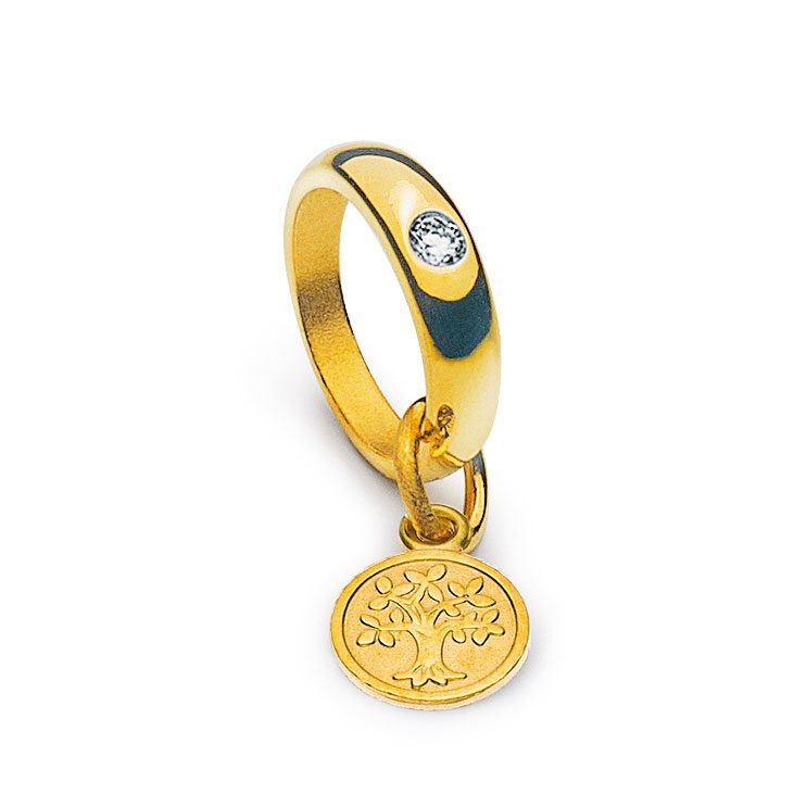 Taufring Gelbgold 750 mit Brillant H SI 0,03ct.