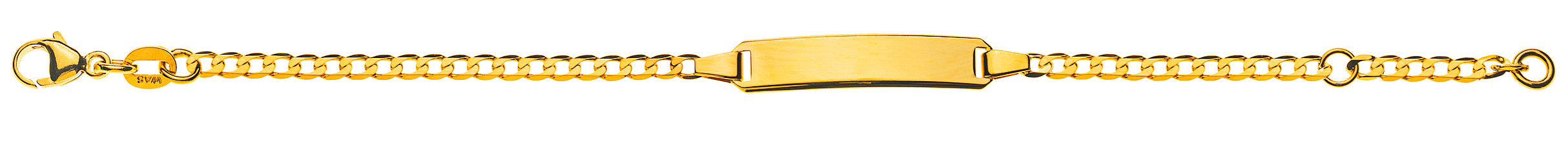 Bébé Armband Panzer extraflach diamantiert Gelbgold 750