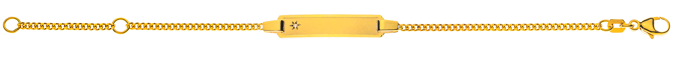 Bébé Armband Panzer diamantiert Gelbgold 750, 14cm