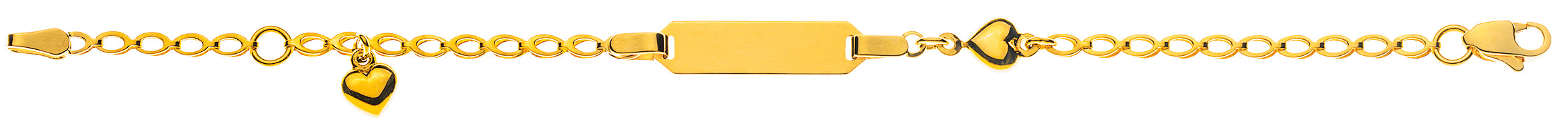 Bébé Armband Fantasie mit Herzli Gelbgold 750, 14cm