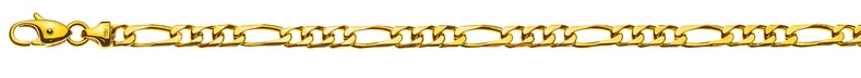 Figaro-Armband 3+1 diamantiert Gelbgold 750, Halbmassiv