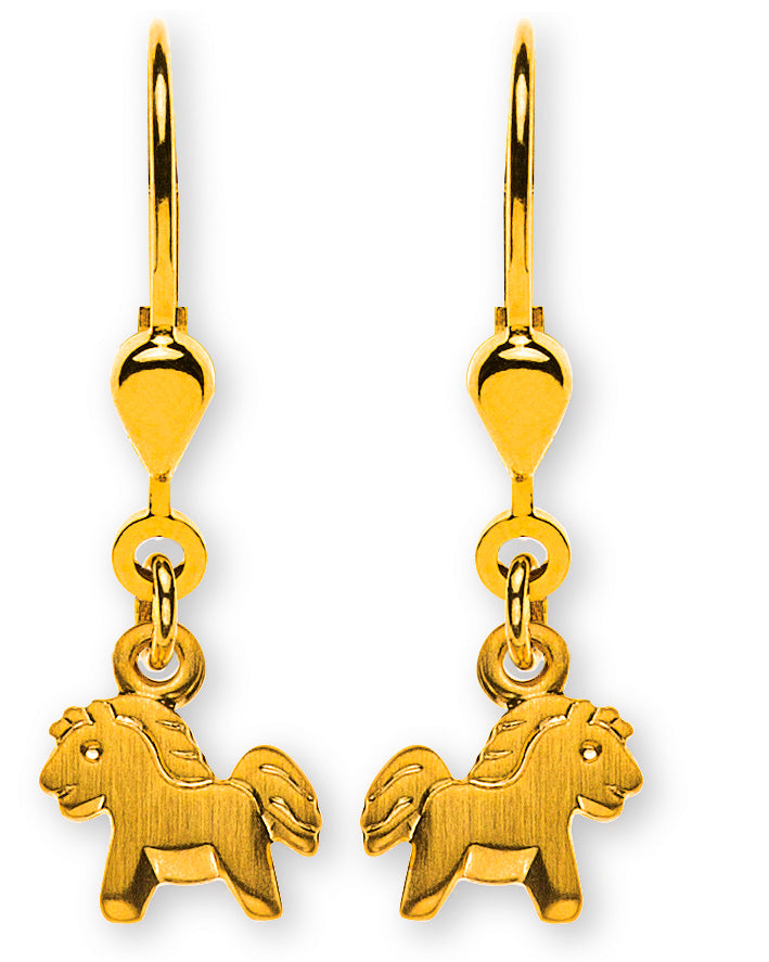 Ohrhänger Pferd gesandelt Gelbgold 750 mit Brisur 