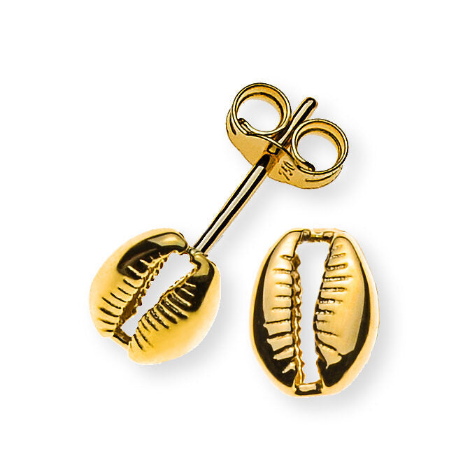 Ohrstecker Kauri-Muschel, 7x5mm, Gelbgold 750, poliert 